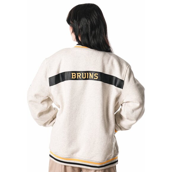 Boston Bruins Embossed Fleece Bomber - Oatmeal - Picture 3 of 3